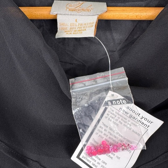 Vtg Y2K Chiffon Beaded Cowl Neck Tank Midi Ruffle Skirt Set Fairy Fairygoth Sz L - Picture 3 of 6